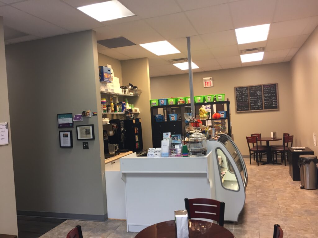 Front cafe space at Recharge & Play in Waterloo