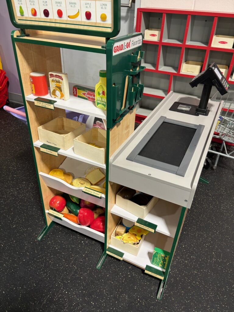 Grocery section of imaginative play area